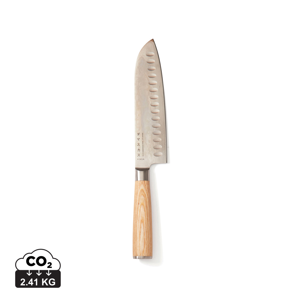 Kuchyňský nůž VINGA Hattasan Damascus Santoku - stříbrná