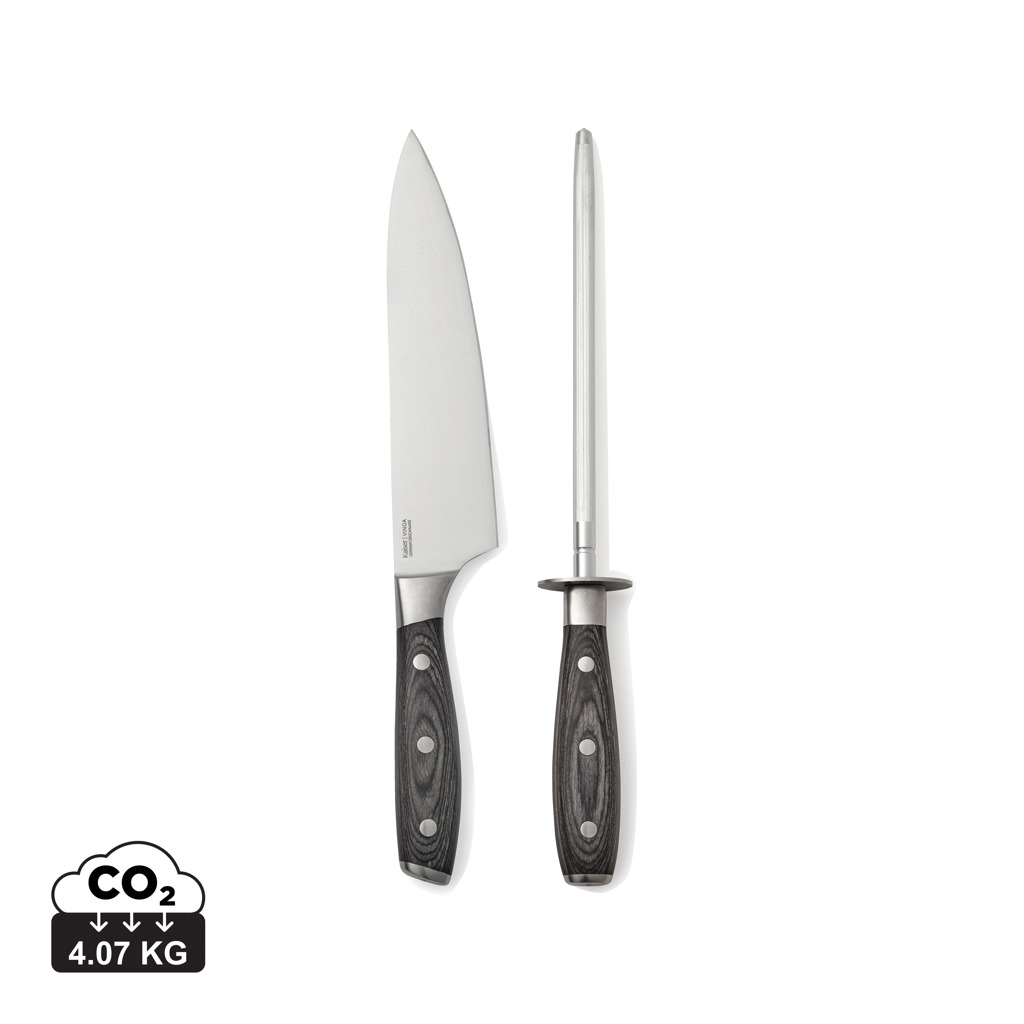 Set of kitchen knife and sharpener VINGA Kaiser HONE - brown