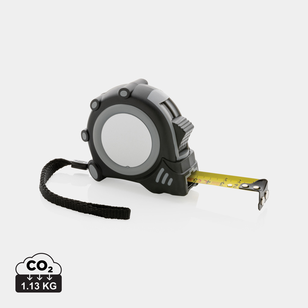 Svinovací metr Grip BUENOS z recyklovaného plastu, 5 m - šedá