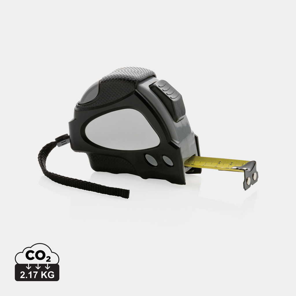 Svinovací metr s automatickou stop funkcí CURBS z recyklovaného plastu, 8 m - černá