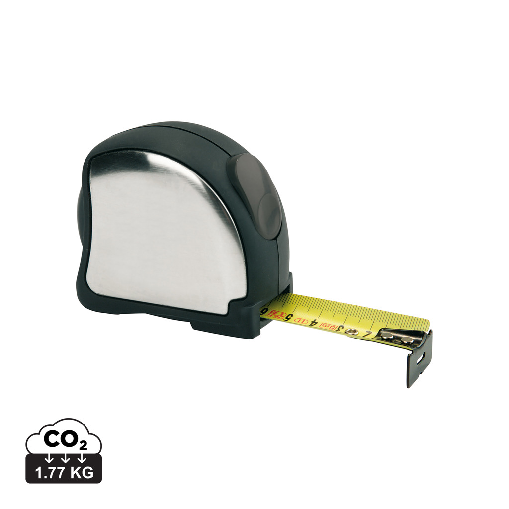 Nerezový svinovací metr SHONDRA s klipem, 5 m - stříbrná