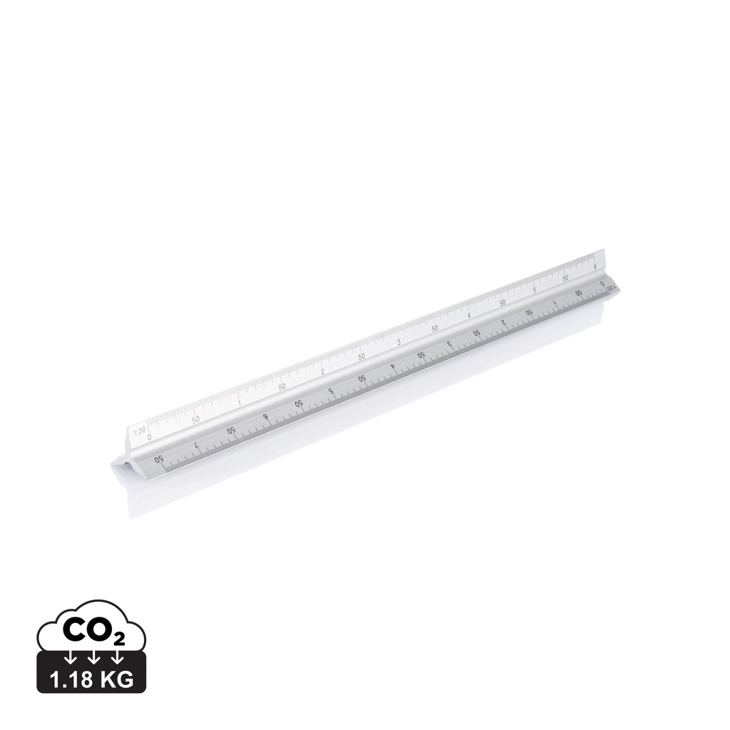 Aluminium triangular ruler REGINA, 30cm - silver