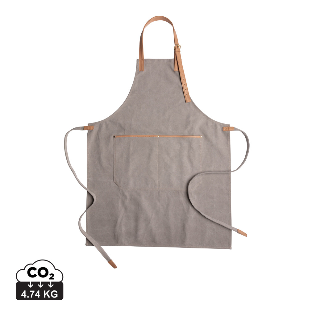 Canvas chef apron YEAST with artificial leather details
