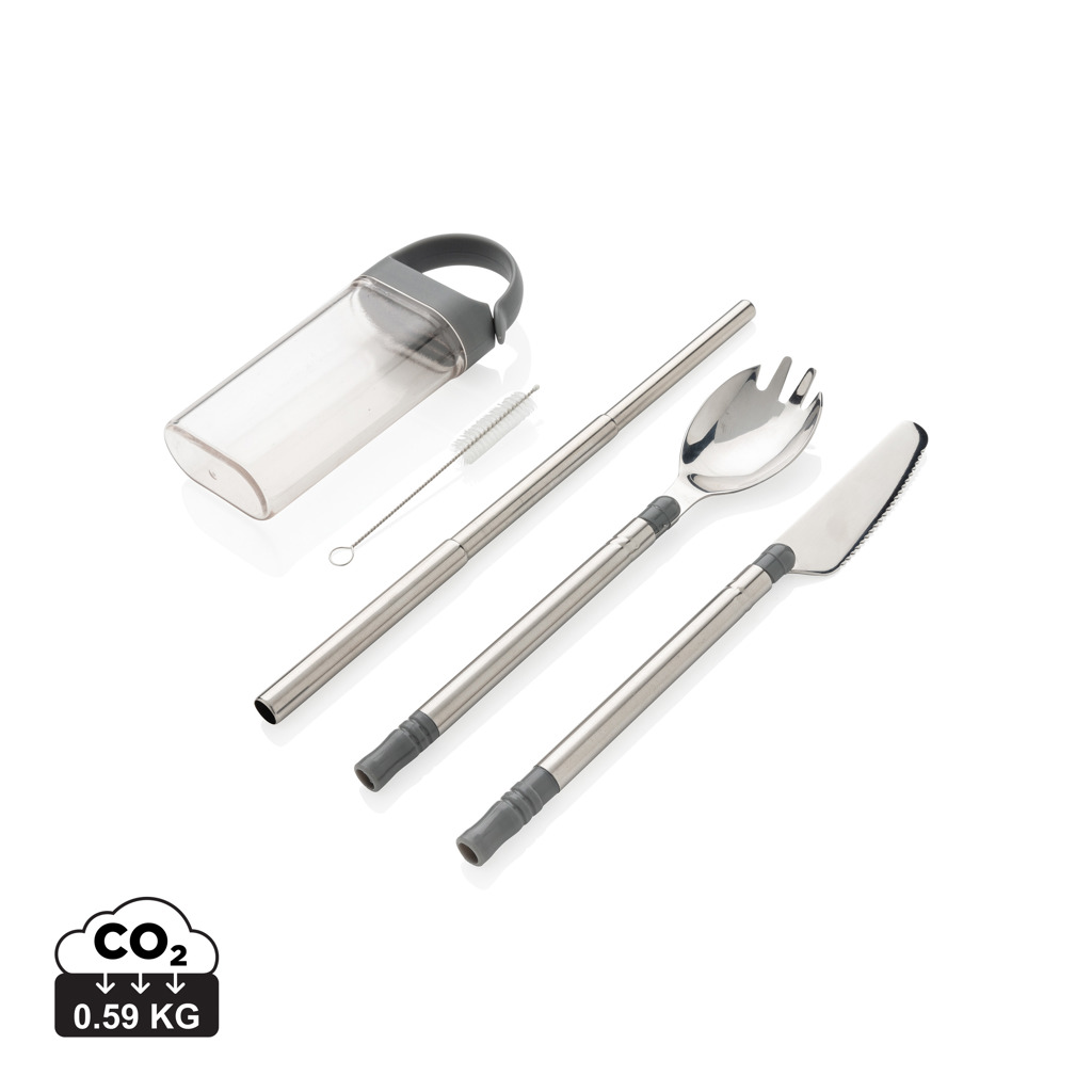 Stainless steel travel cutlery VELDA in box - silver