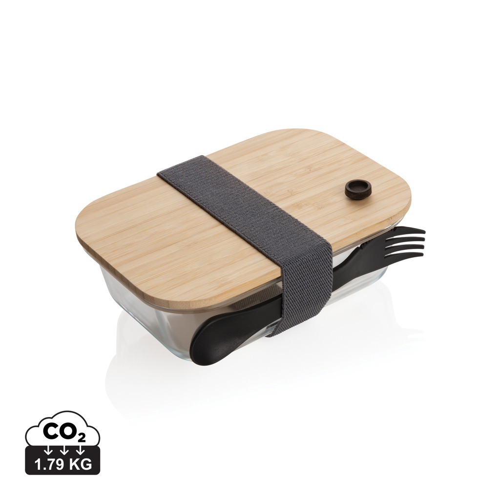 Skleněný box na jídlo CODEN s bambusovým víčkem - transparentní