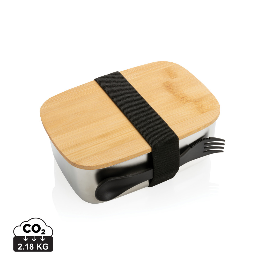 Nerezová krabička na jídlo SUMS s bambusovým víčkem, 1,5 l - stříbrná