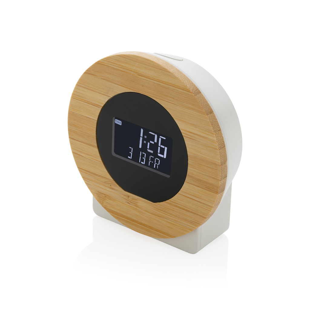 Stolní LCD hodiny Utah FIST z recyklovaného plastu a FSC bambusu - hnědá