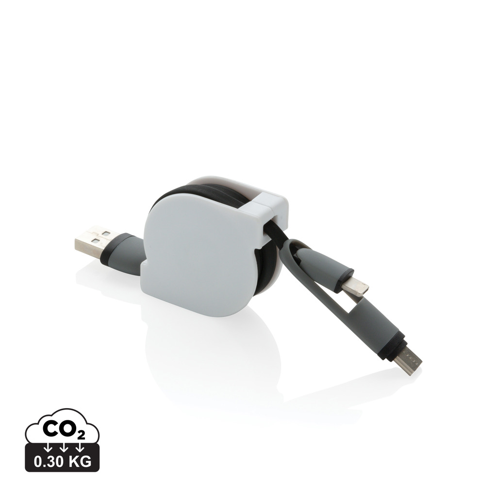 Plastový svinovací USB kabel SHIGA, 3v1