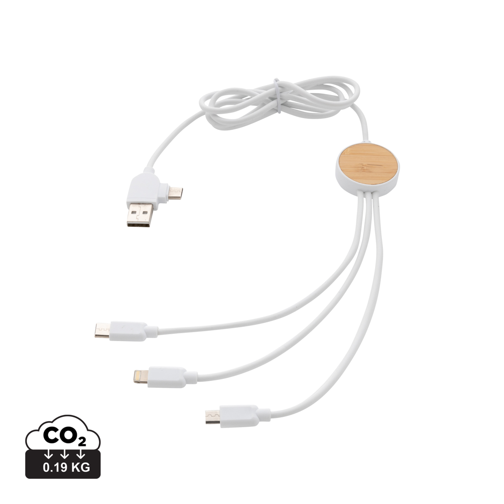 Multifunctional charging cable 6in1 PERNEL made of RCS recycled plastic - white