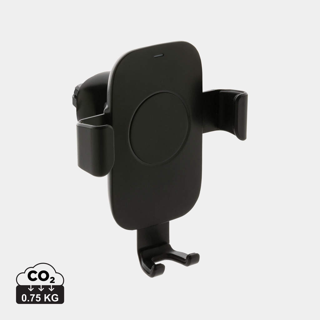 Držák telefonu do auta s bezdrátovou nabíječkou z recyklovaného plastu CRISTI, 10 W - černá