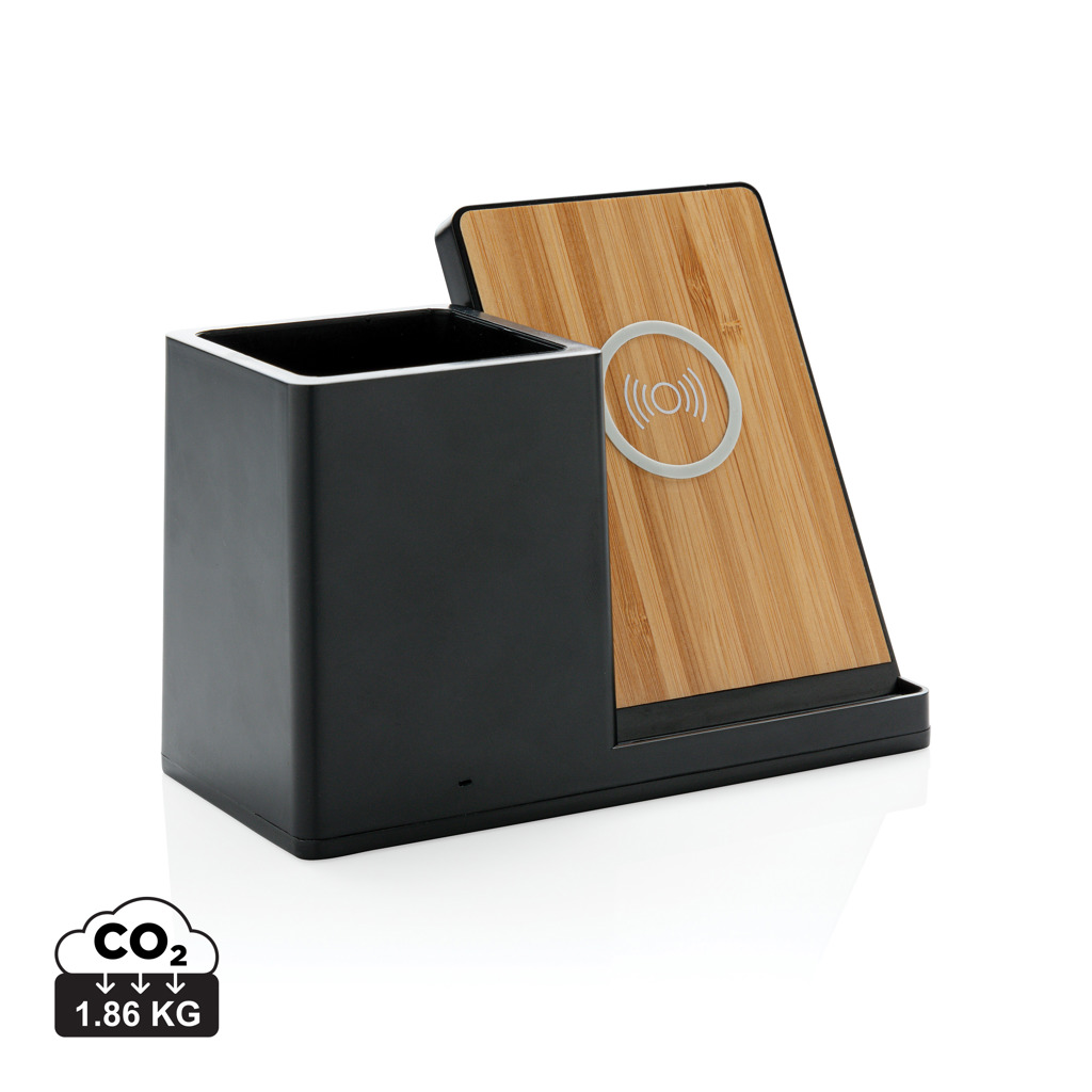 Bezdrátová nabíječka Ontario FURL z FSC bambusu a recyklovaného plastu, 10 W