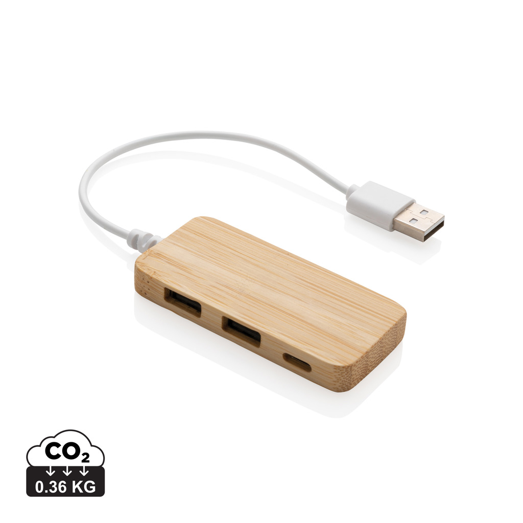 Bambusový USB hub s USB-C portem SIDON - hnědá