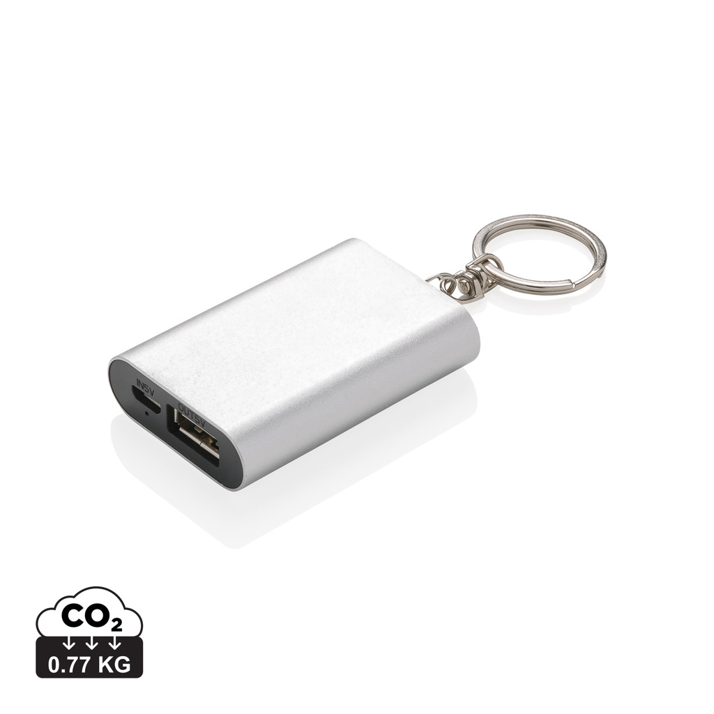 Compact power bank EURO with key ring - grey
