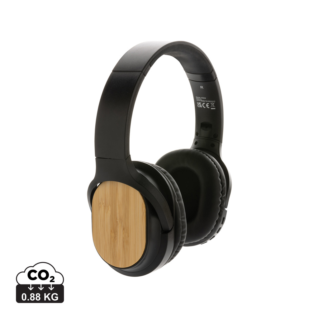 Bezdrátová sluchátka Elite PERLITE z FSC bambusu a recyklovaného plastu - černá