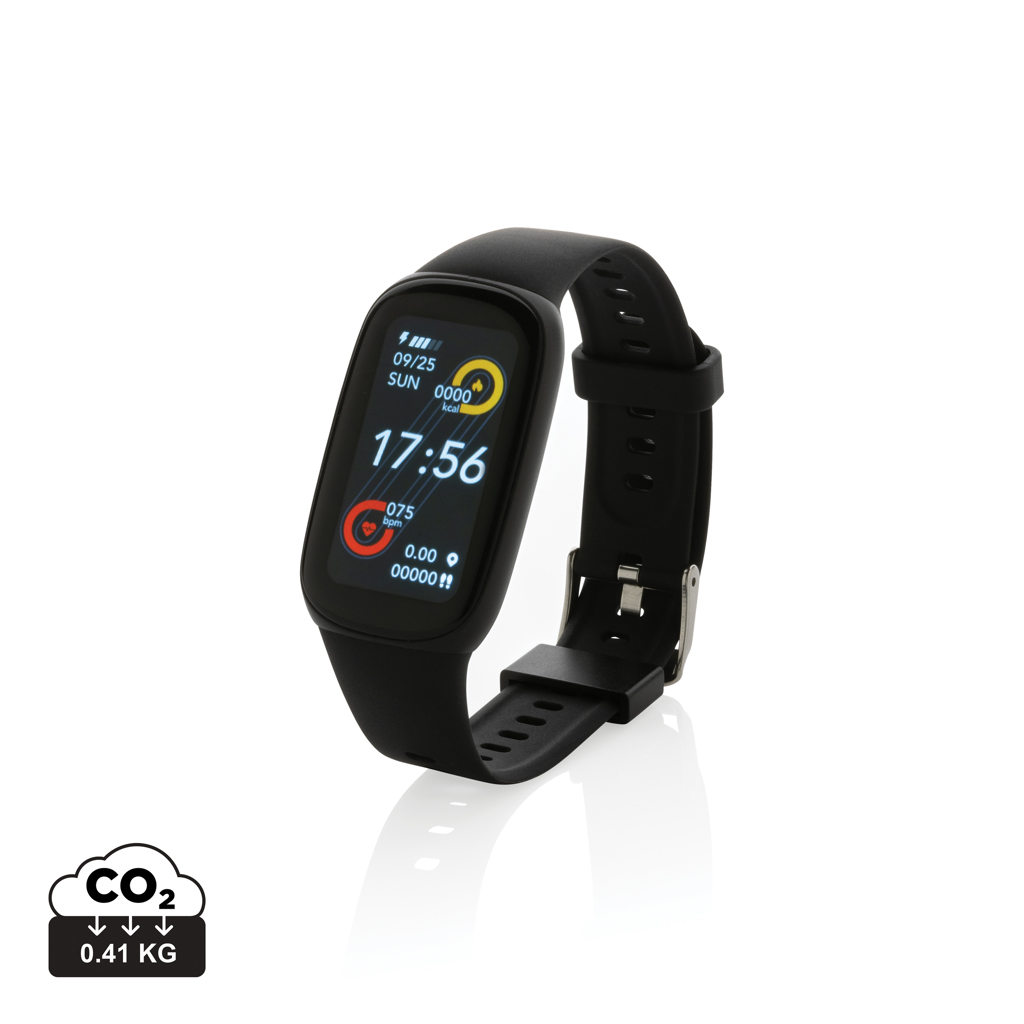 Fitness bracelet with heart rate monitor VOLTE made of recycled plastic - black
