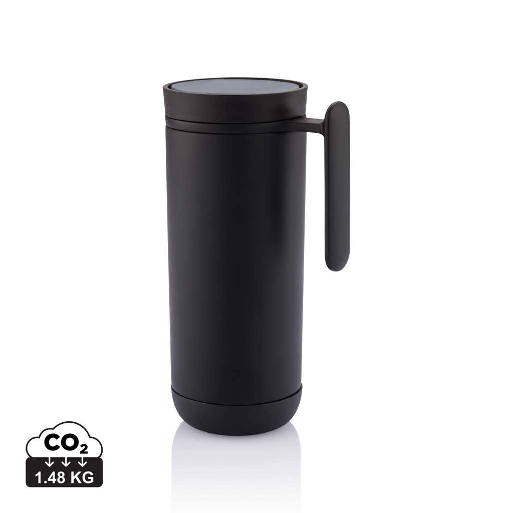 Stainless steel thermo mug SARATOGA with twist cap, 225 ml - black