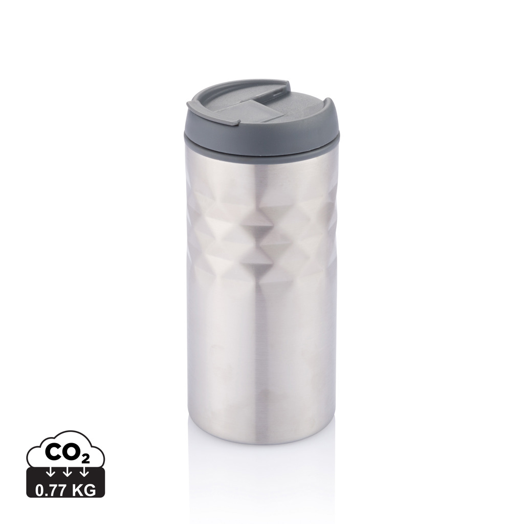 Stainless steel travel mug FORT with geometric decoration, 300 ml