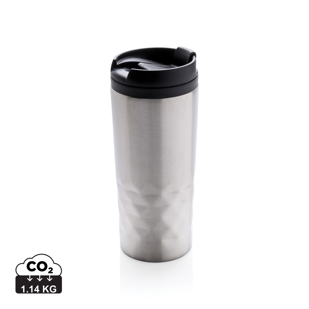 Stainless steel thermal mug LIES with geometric texture, 300 ml