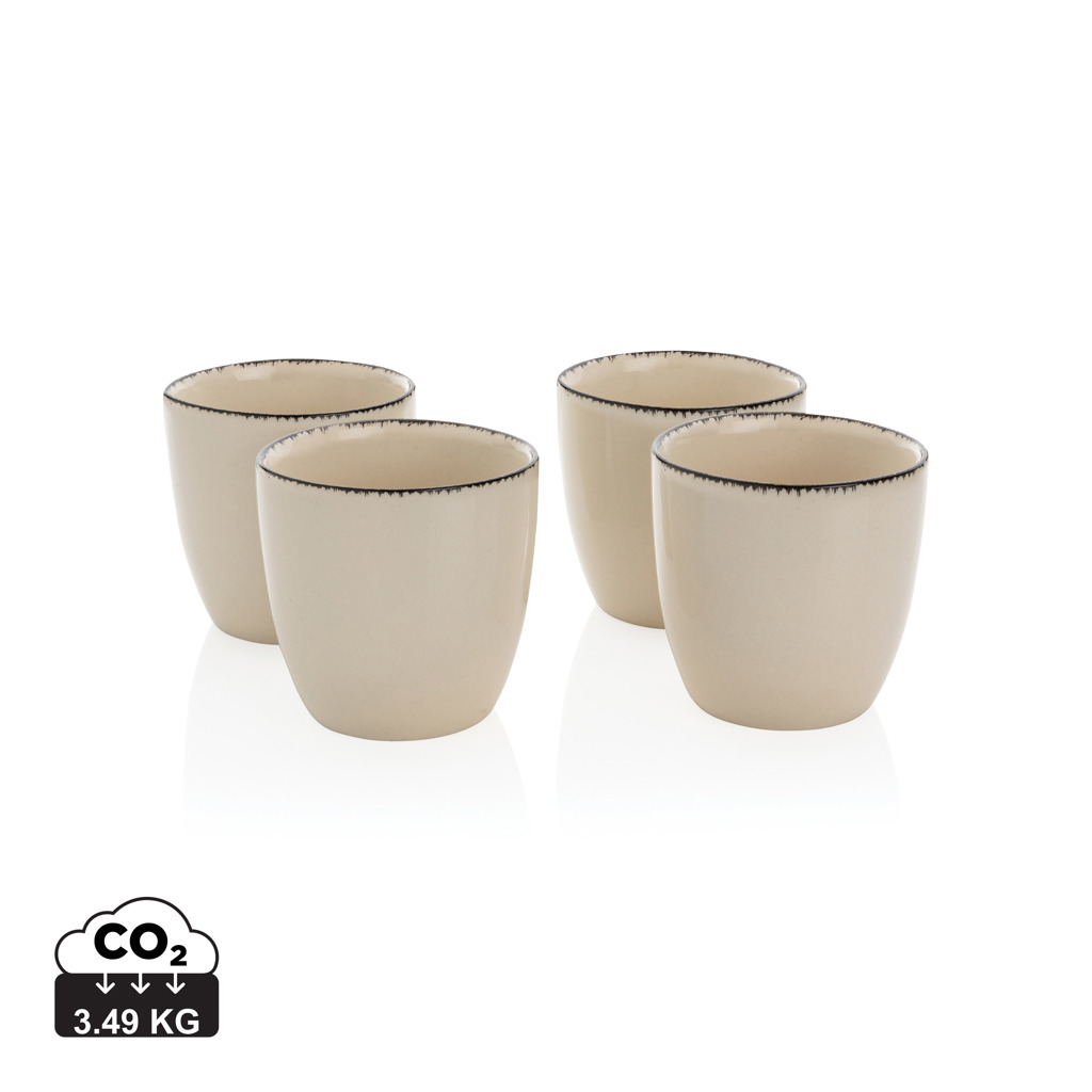 Set of ceramic cups Ukiyo LATIA, 4 pcs - white