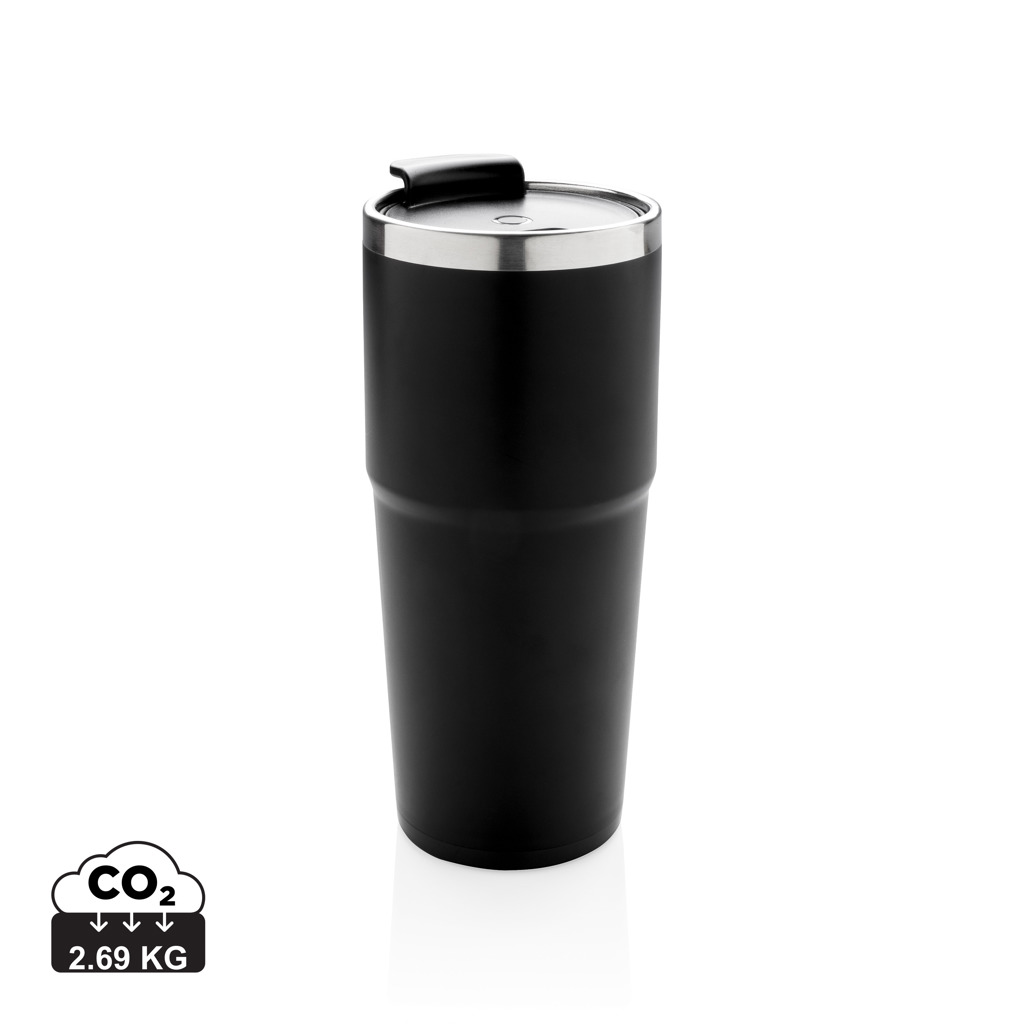Stainless steel thermo mug KULAN with backlit engraving, 480 ml - black