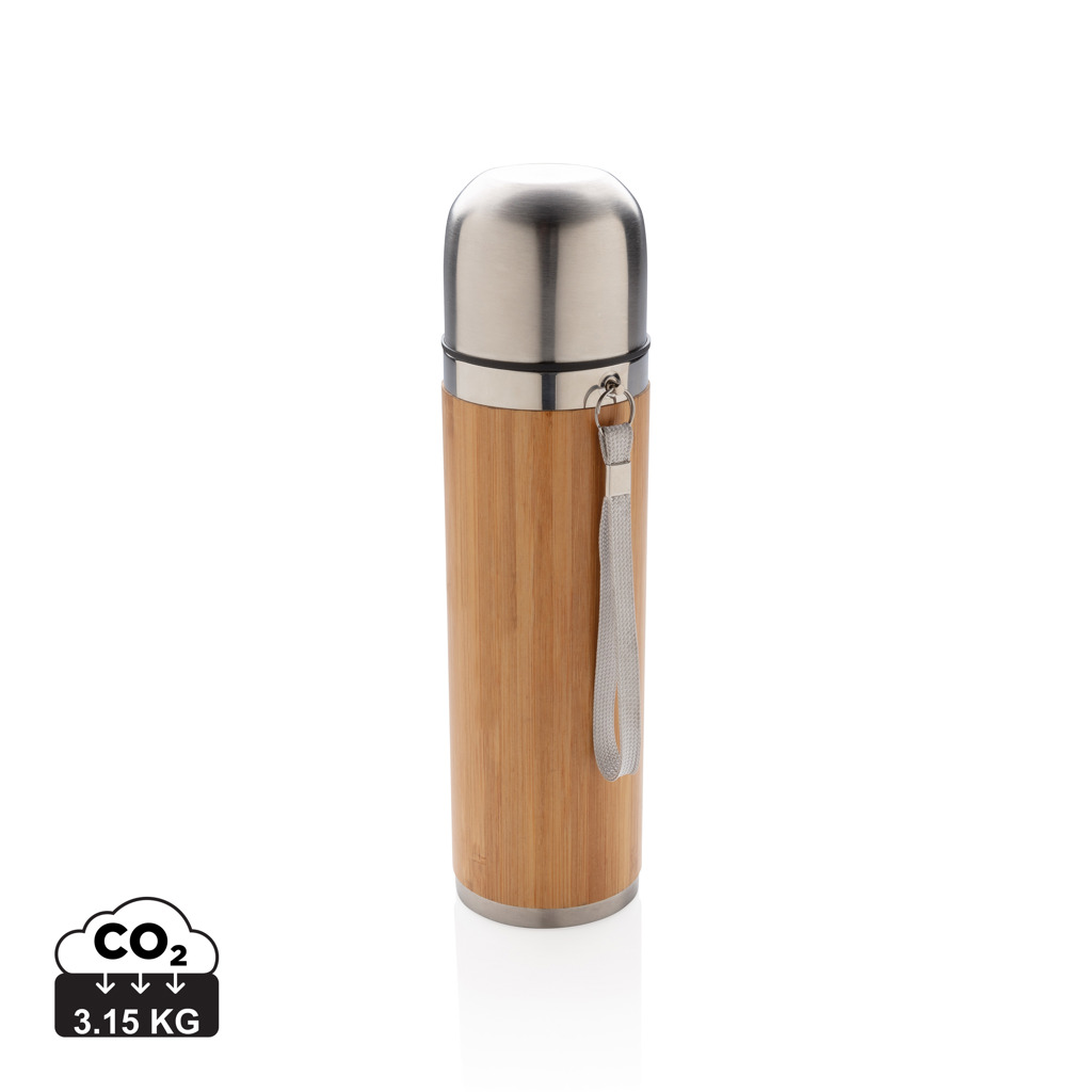 Bamboo travel thermos FINK, 400 ml - brown