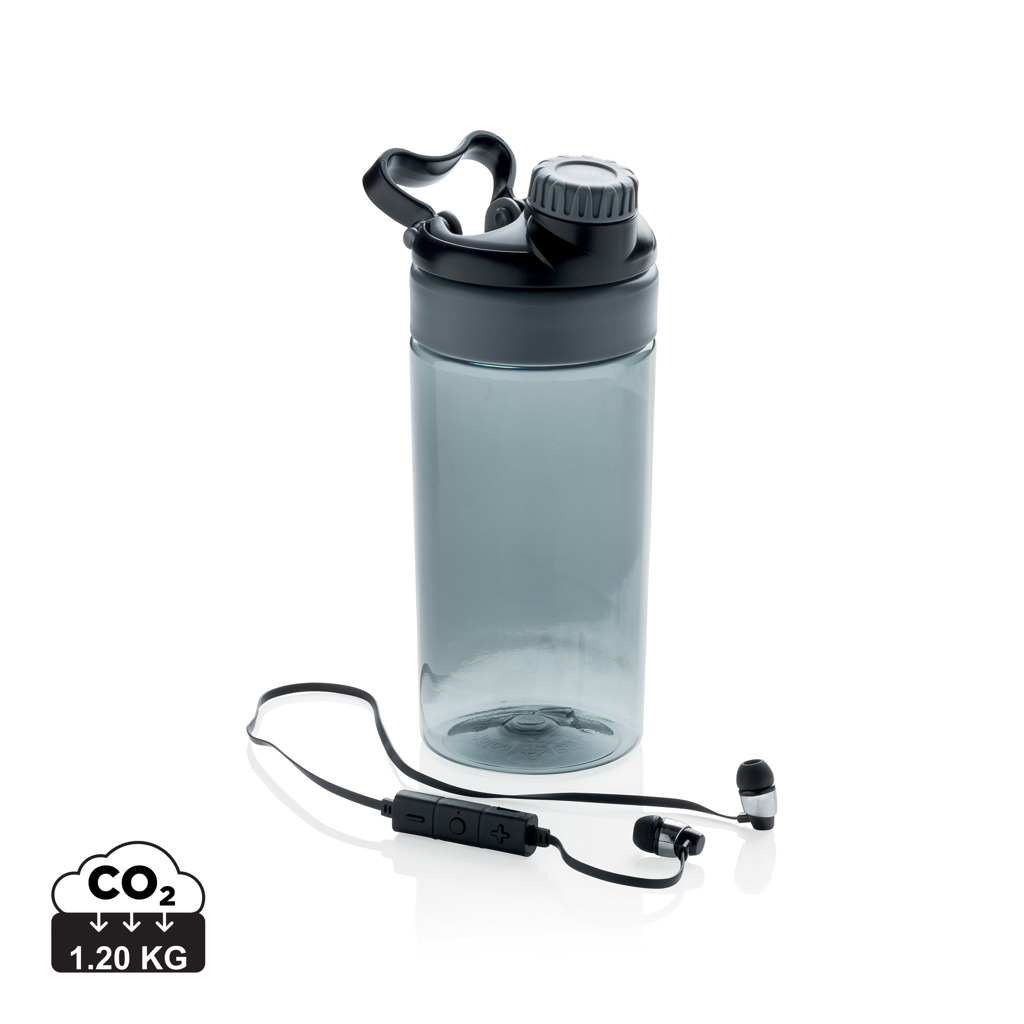 Plastic leak proof bottle TENNIE with wireless headphones - anthracite