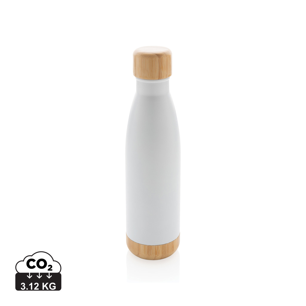 Stainless steel thermo bottle TITI with bamboo details, 700 ml