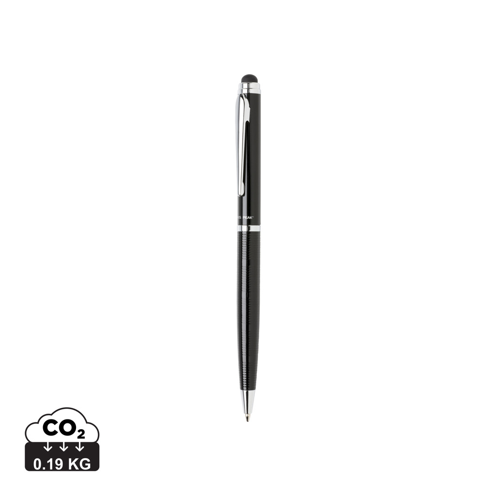 Branded metal ballpoint pen Swiss Peak NADIRS with stylus - black