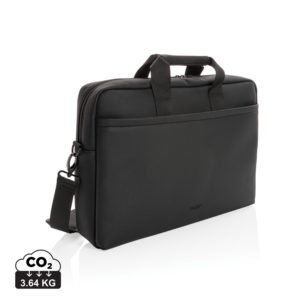 Vegan leather laptop bag Swiss Peak AGUE - black