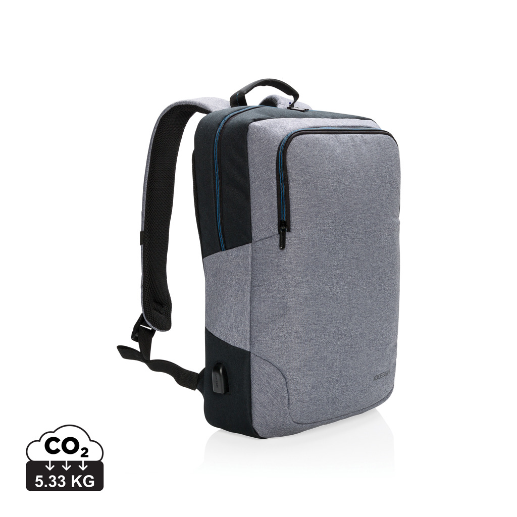 Design backpack for 15-inch notebook BARRYVILLE with a smart phone holder - grey