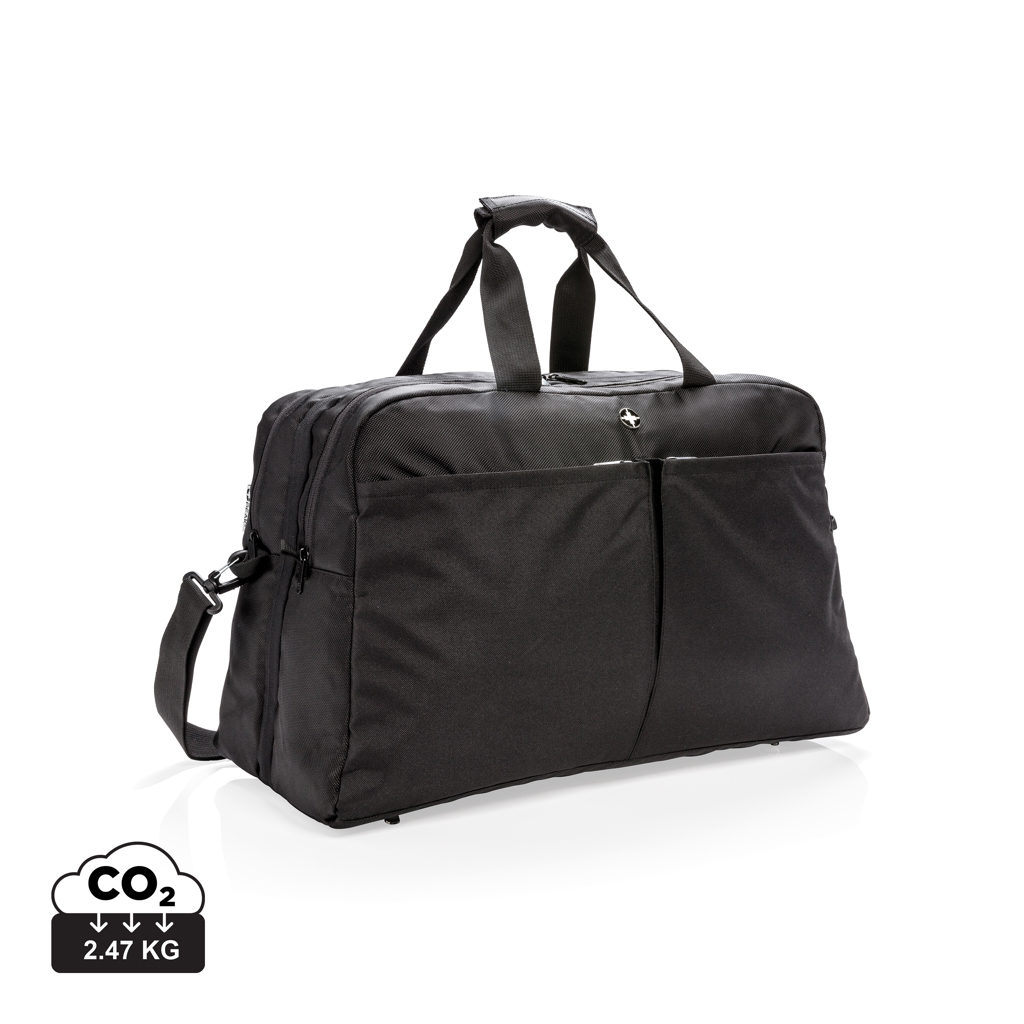 Značková cestovní taška Swiss Peak SEBUM s otevíráním ve stylu kufru - černá