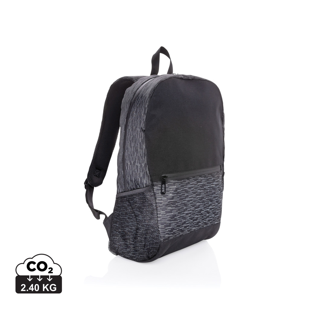 Reflective laptop backpack POILU from RPET AWARE™ - black