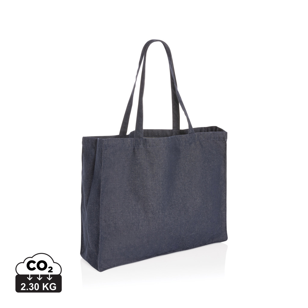 Látková nákupní taška BLUE z recyklovaného denimu AWARE™, kolekce Impact - modrá