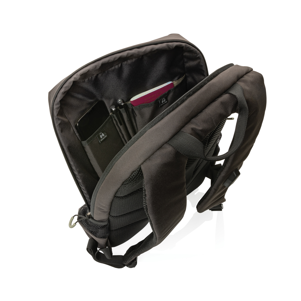 Batoh na 15,6palcový notebook Lima z RPET materiálu AWARE™, kolekce Impact - černá Batoh na 15,6palcový notebook Lima z RPET materiálu AWARE™, kolekce Impact - černá