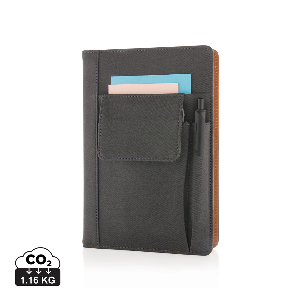 Lined notebook STURKIE with phone pocket, format A5 - black