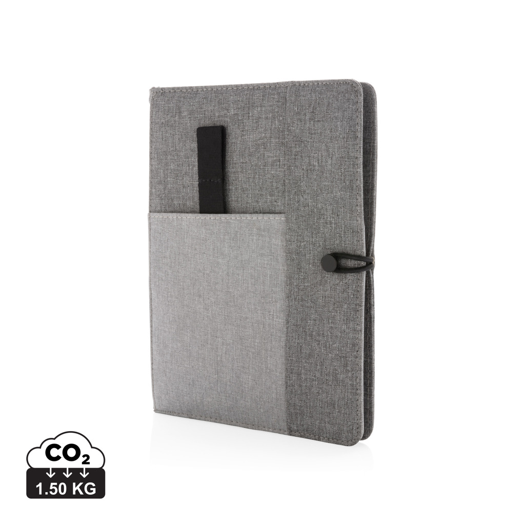 Textile conference folders PAYED with notepad, format A5 - grey