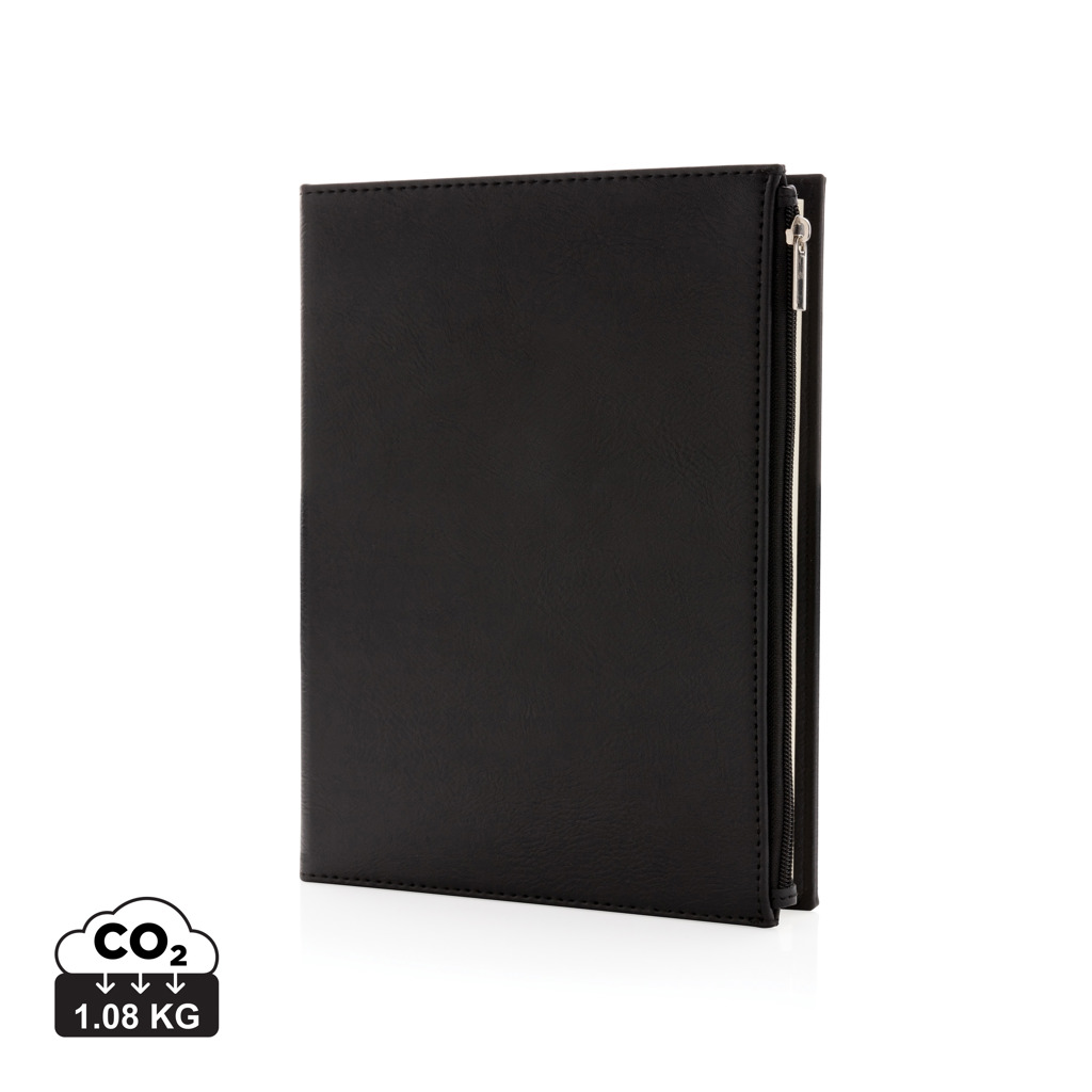 Branded notepad Swiss Peak DOODLE with PU cover and zipped pocket, format A5 - black