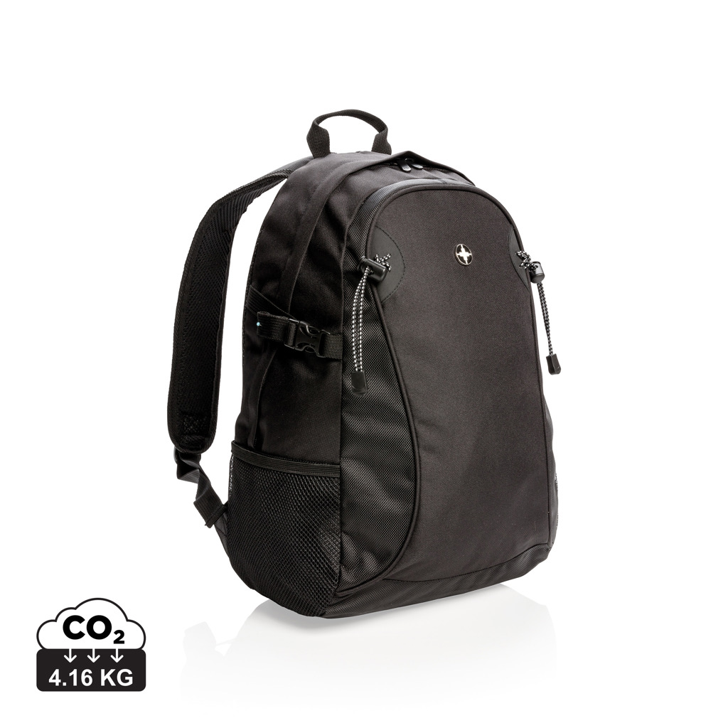 Branded polyester backpack Swiss Peak GRANITEVILLE - black
