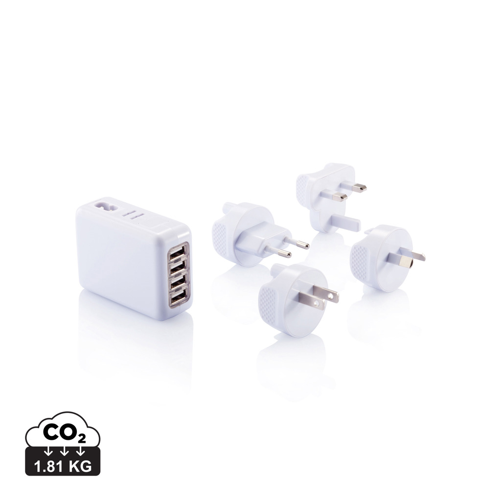 Travel plug VOIDANCE with 4 USB ports - white