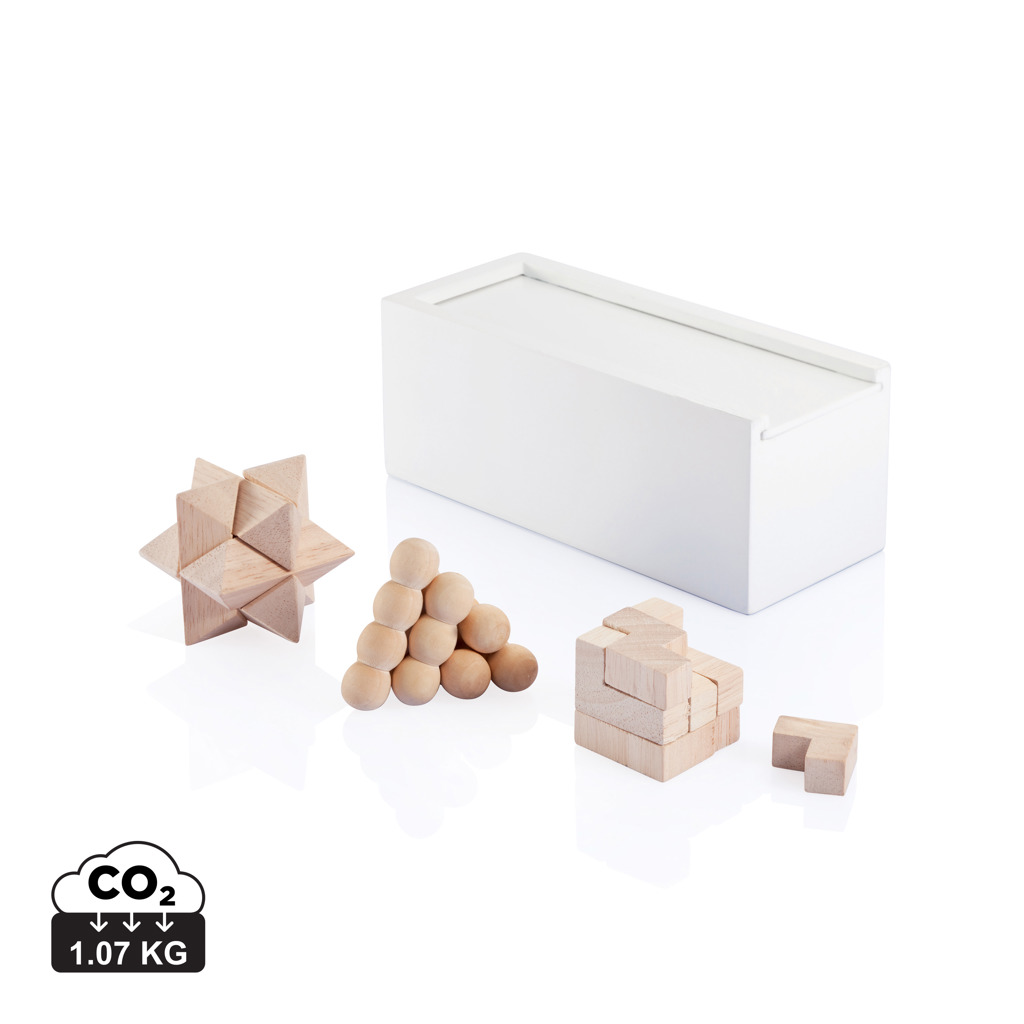 Wooden puzzle set TAMP with FSC certification, 3 pieces - white