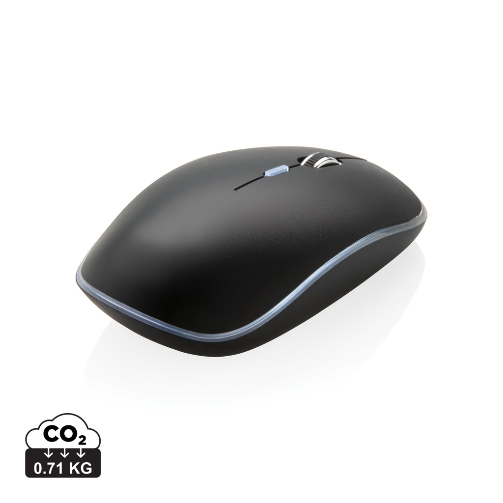 Plastic wireless mouse CECUM with illuminated engraving - black