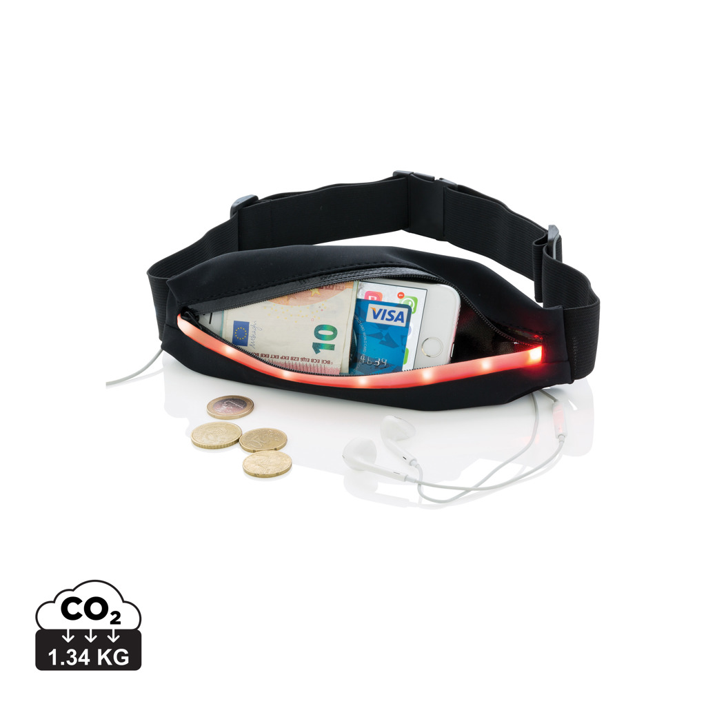 Running waist pack QUESTERS with LED light - black
