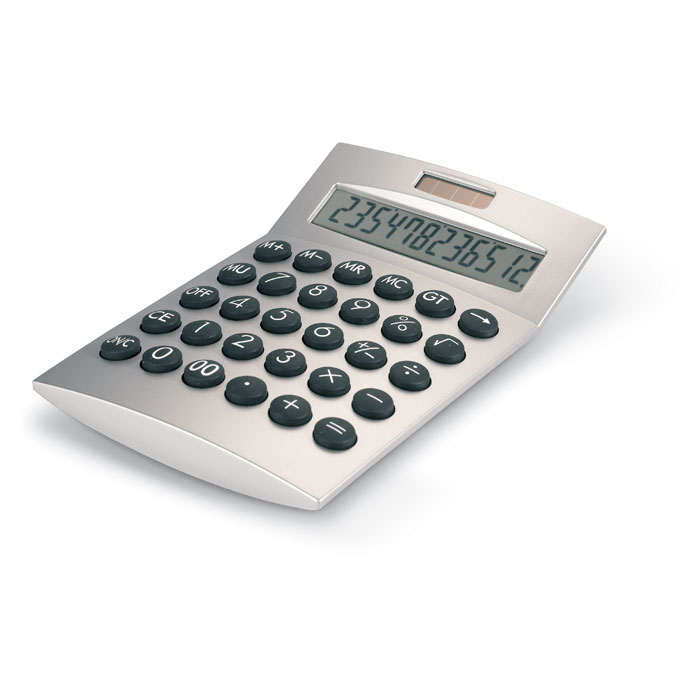 Plastic calculator TEND - matt silver