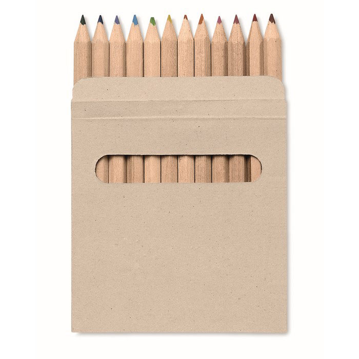 Set of wooden crayons BOOAY in paper box, 12 pcs - brown
