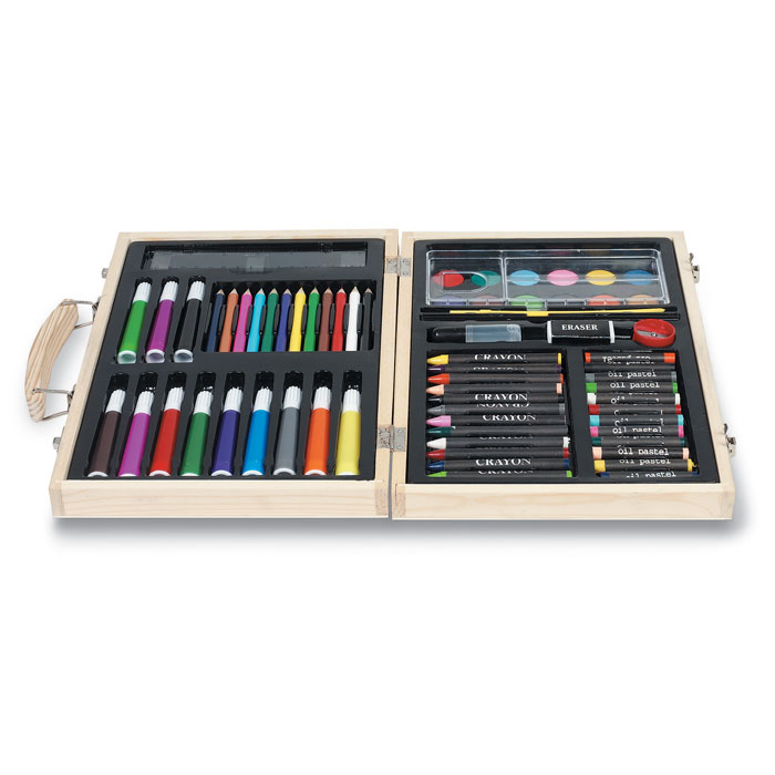 Painting and drawing set BUD in wooden box, 66 pcs - wooden