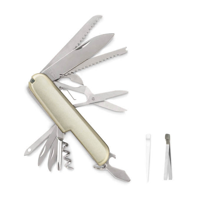 Kovový multifunkční kapesní nůž SLYKE se 13 funkcemi - stříbrná