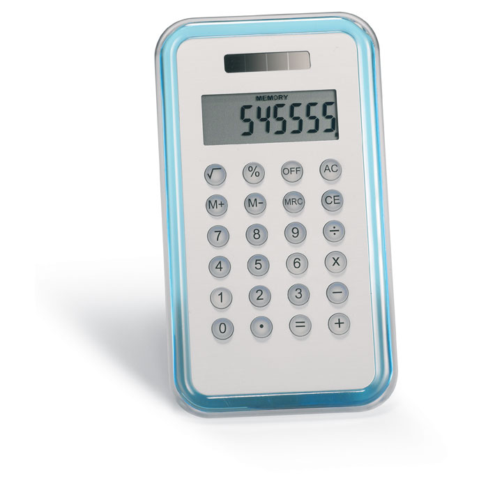 Plastová kalkulačka CELIE, 8místná - transparentní modrá