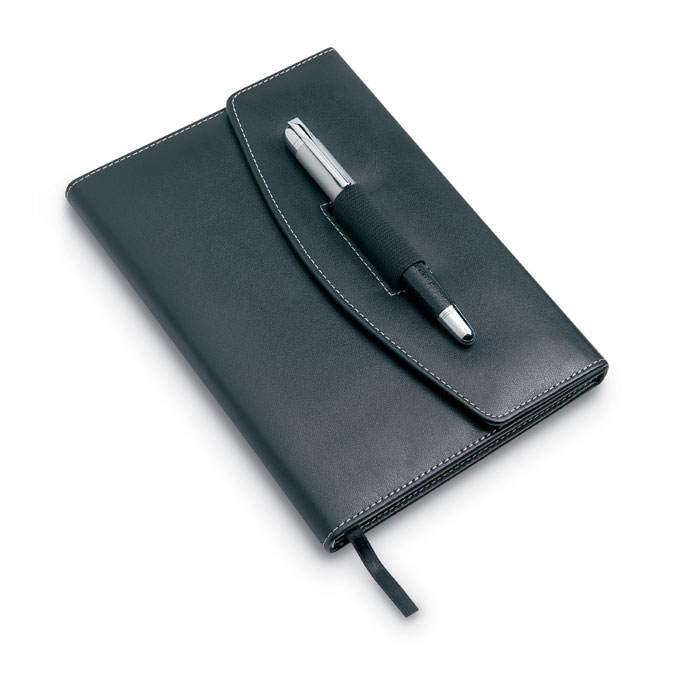 Conference notebook EBON with metal pen, A5 - black