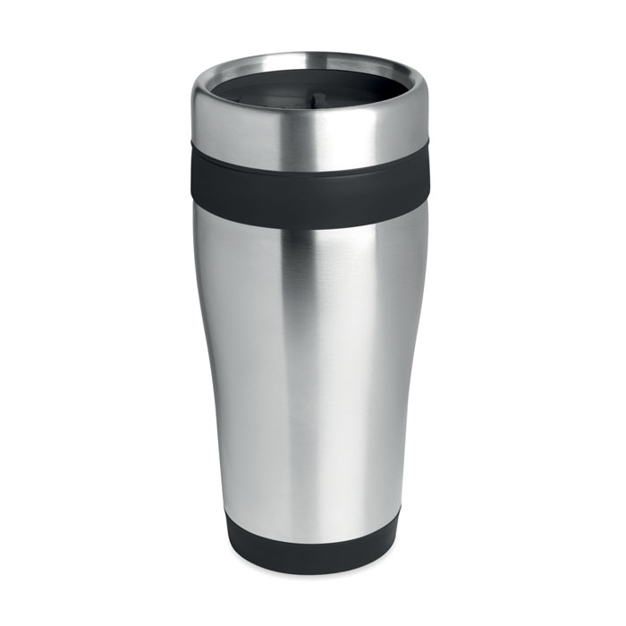 Stainless steel travel thermo mug GLAND, 455 ml - black