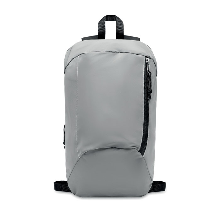 Polyester backpack HELIX with highly reflective surface - matt silver